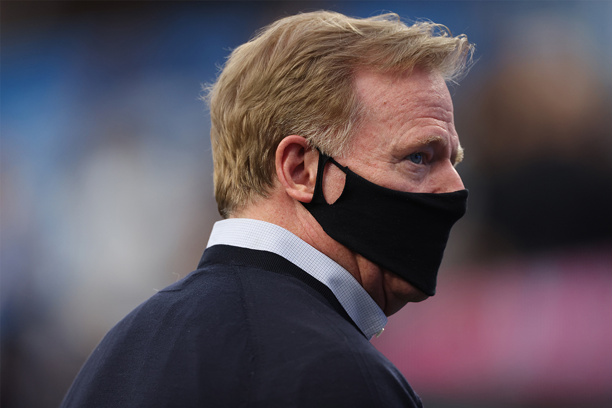 Roger Goodell wearing a face mask.