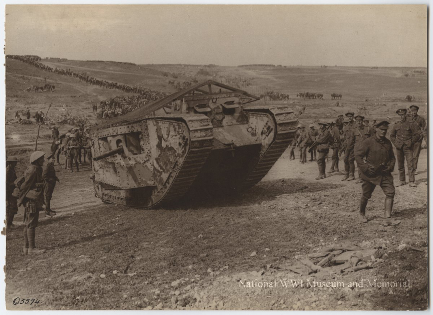 A tank in Chimpanzee Valley on September 15, 1916 during the Battle of the Somme in World War I