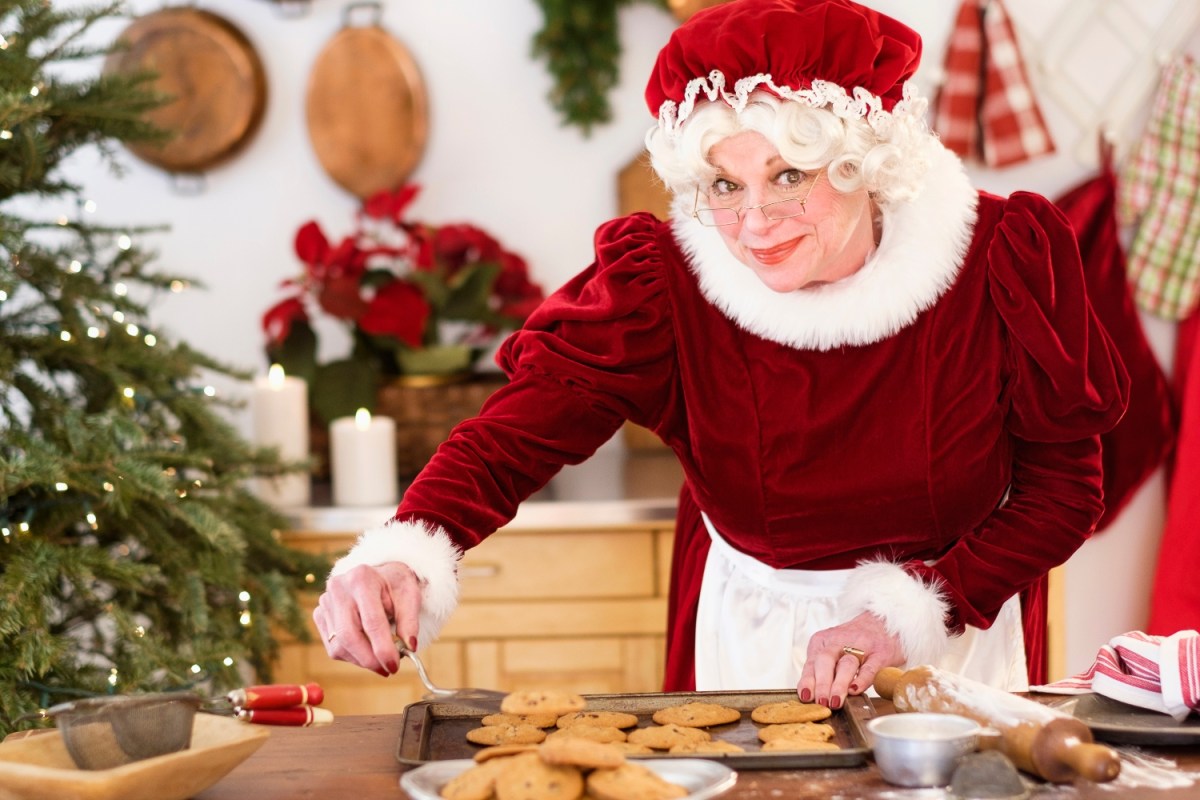 Mrs. Claus baking cookies