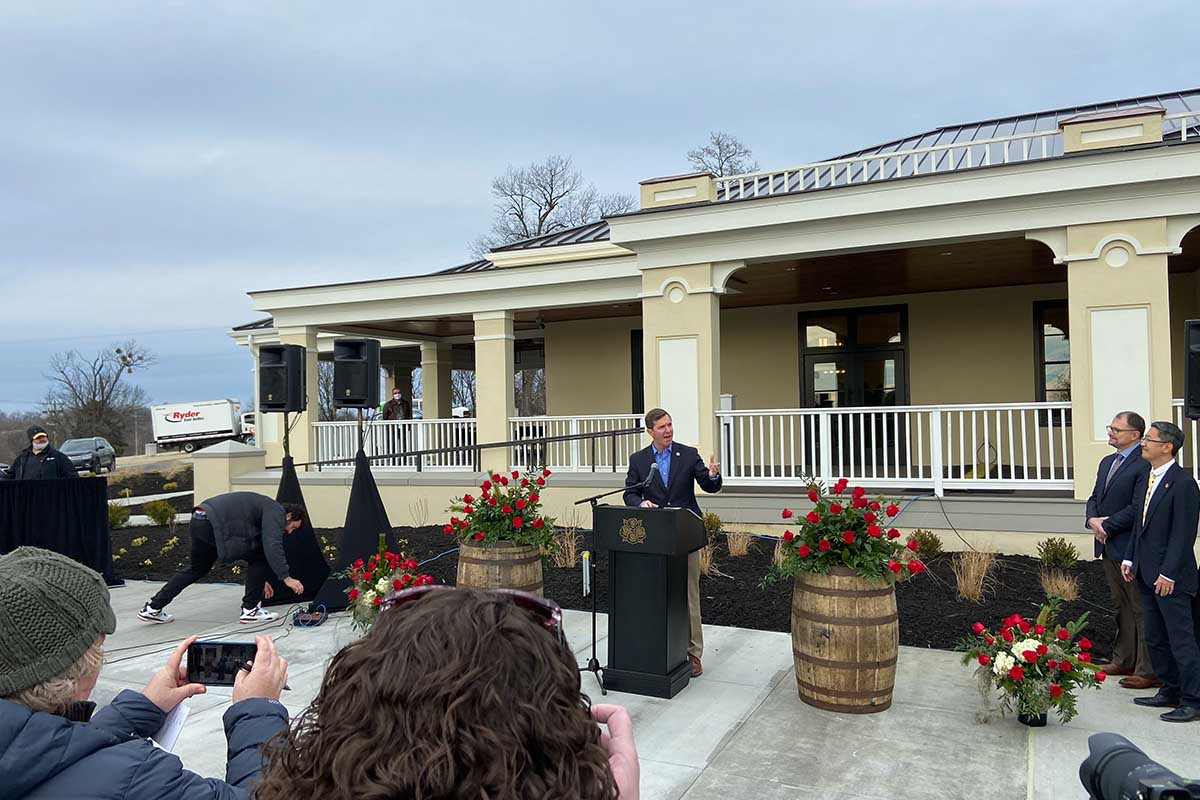 Governor Andy Beshear at the opening of the Four Roses new visitor center