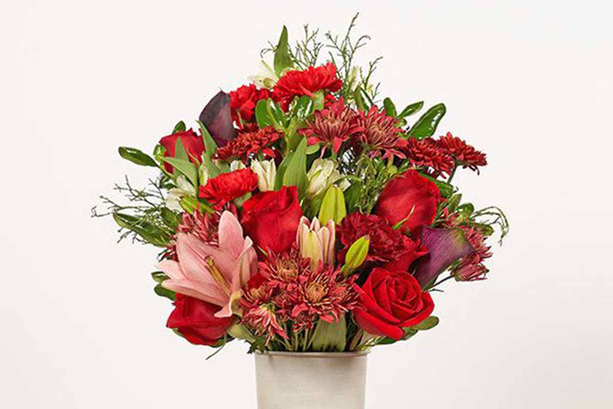 a bouquet and vase from The Bouqs Co