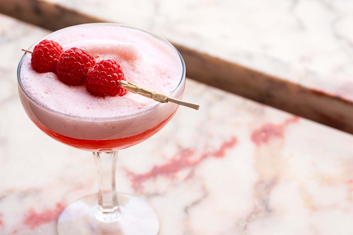 A stock image of the Clover Club cocktail