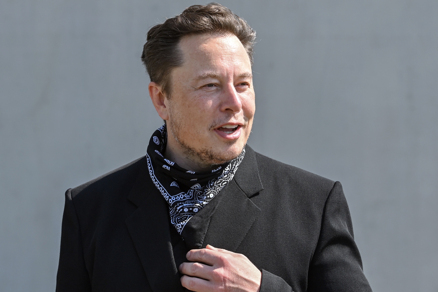 Elon Musk, Tesla CEO, stands at a press event on the grounds of the Tesla Gigafactory. The first vehicles are to roll off the production line in Grünheide near Berlin from the end of 2021.