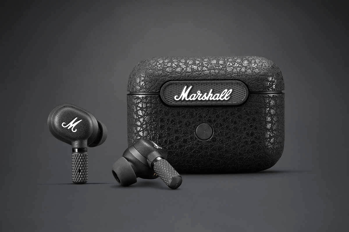 Marshall Motif ANC earbuds, close up