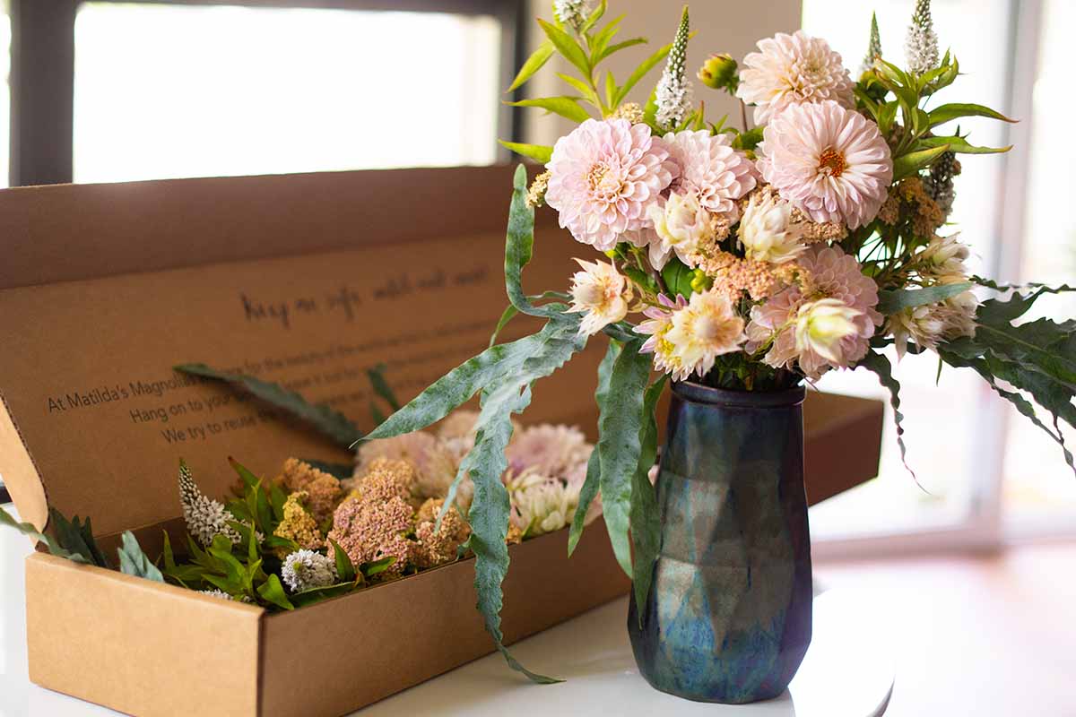Matilda's Bloombox bouquet and box