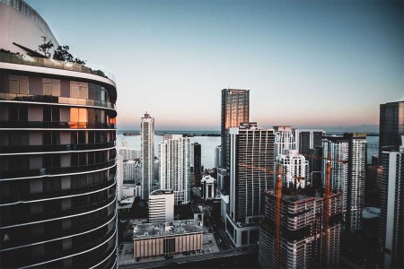 Photo from the top of my apartment complex in Brickell, Miami, Florida. Miami was one of five Florida cities to make the list of biggest one-bedroom apartment rental increases in 2021.