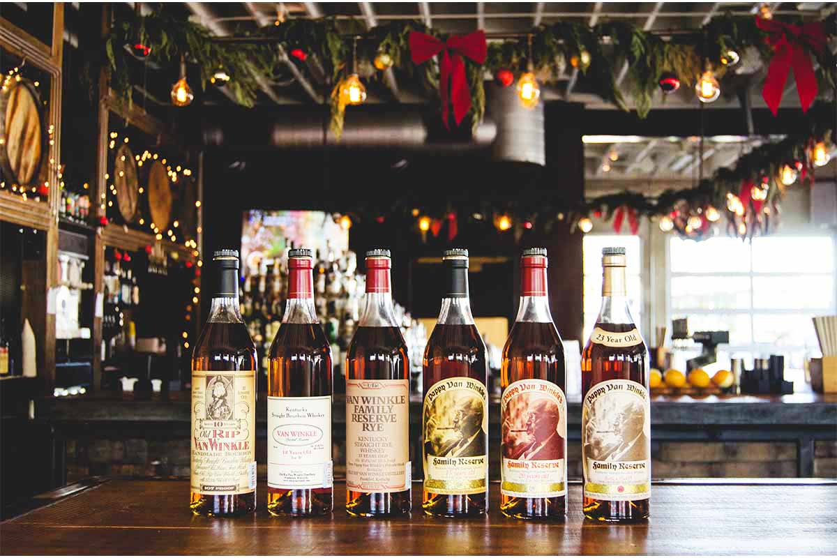 Pappy Van Winkle bottles at Eight Row Flint, where pours are served at cost for one day in December