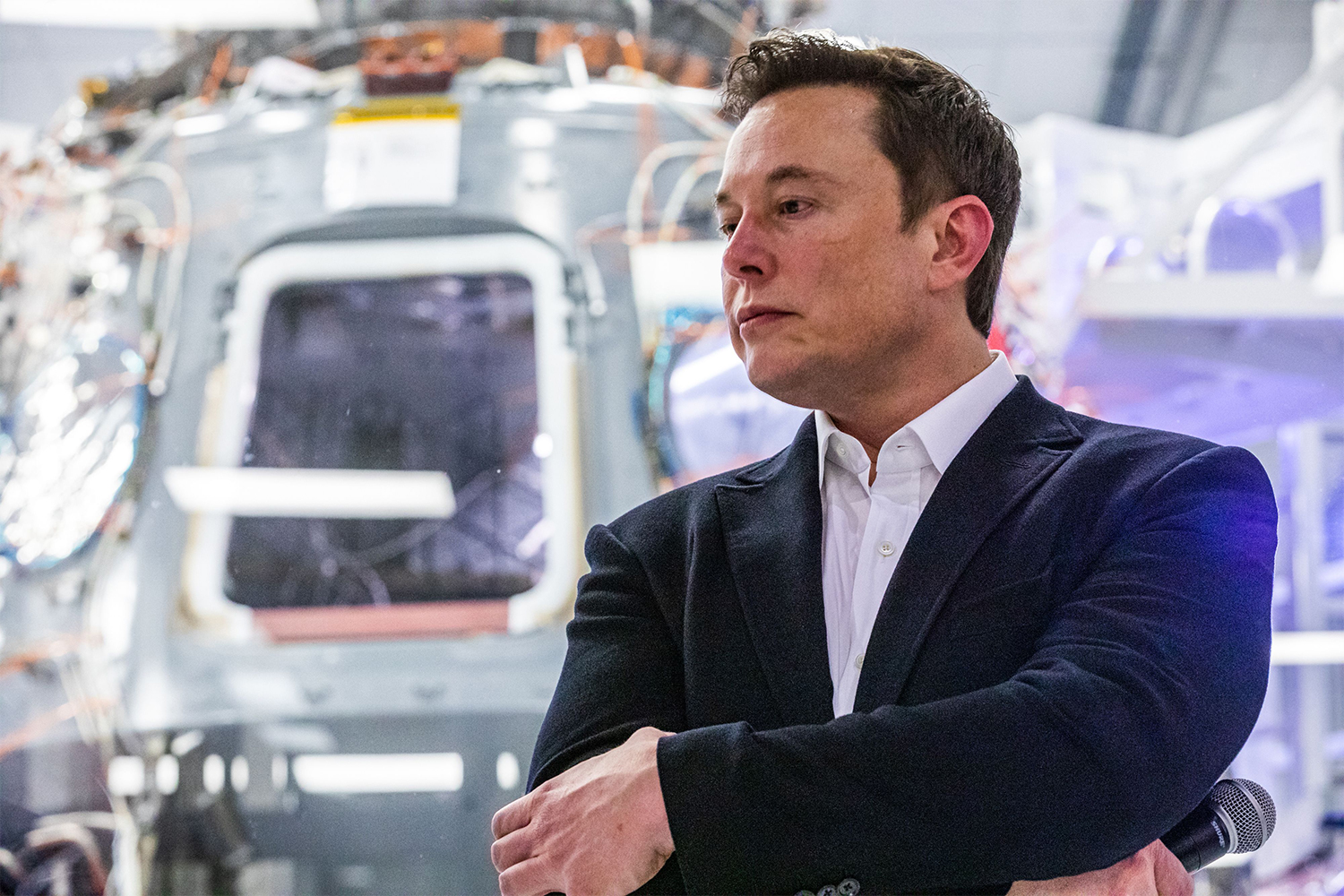 Elon Musk at a press conference at SpaceX headquarters in Hawthorne, California in 2019.