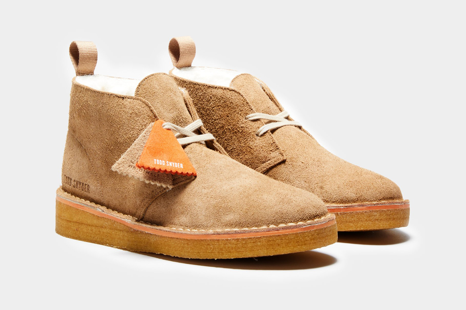 Todd Snyder x Clarks Shearling Desert Boot in Brown