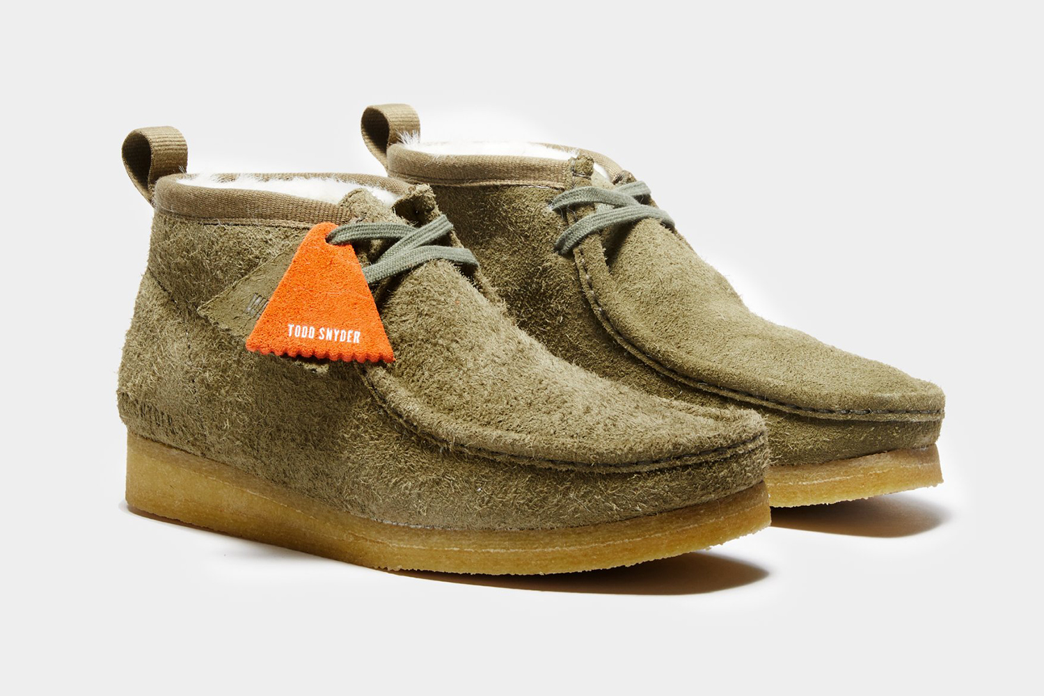 Todd Snyder x Clarks Shearling Wallabee in Olive