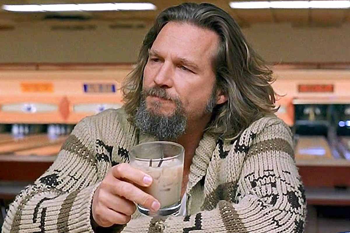 The Dude (Jeff Bridges) drinking a White Russian in "The Big Lebowski"
