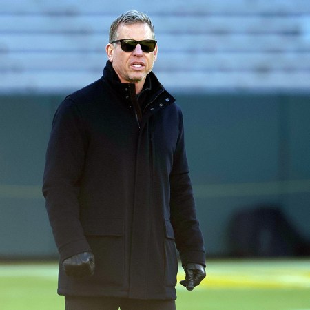 Troy Aikman before a Fox telecast.