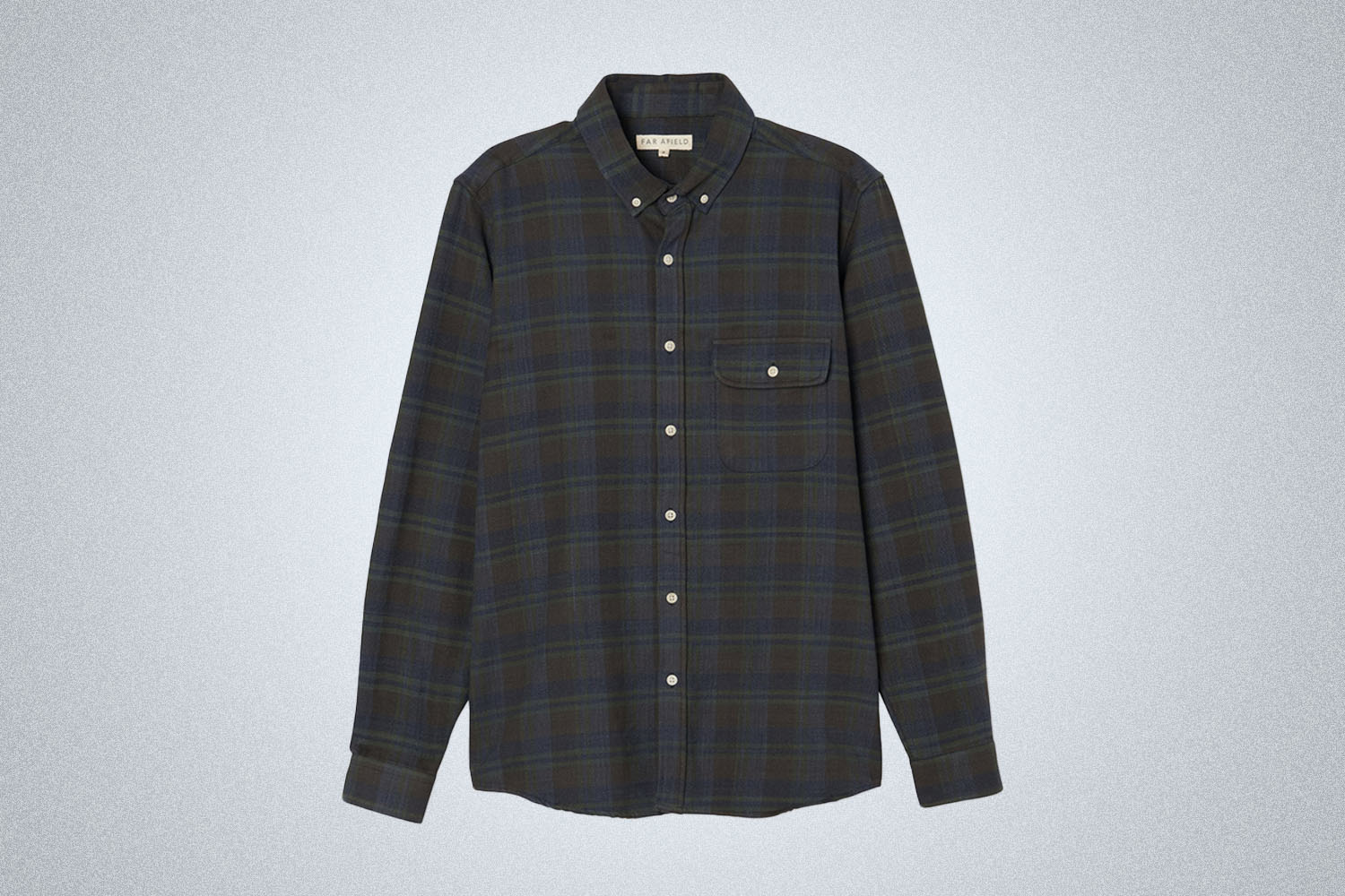a checked dark and grey button down