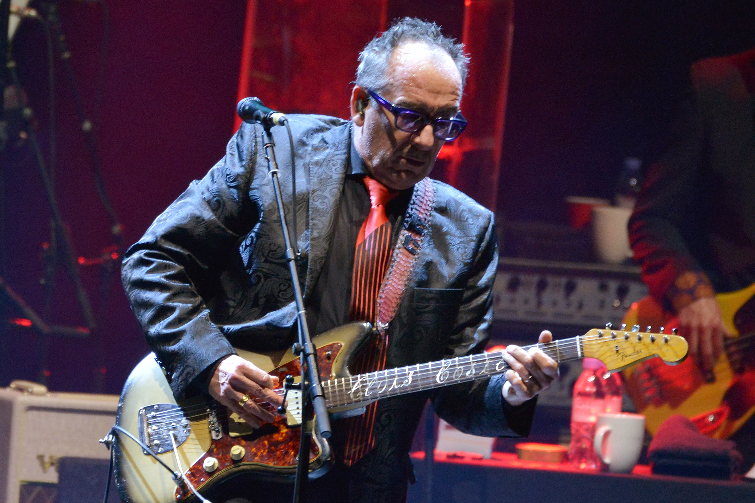 Elvis Costello performs live on stage with The Imposters at Hammersmith Apollo on March 13, 2020 in London, England. The musician no longer wants radio stations to play his track "Oliver's Army."
