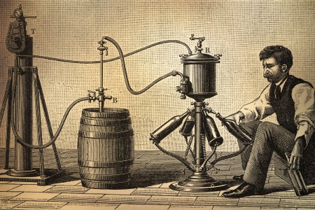 Distillery worker, historic illustration.