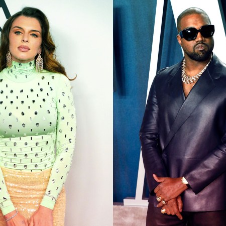 Side by side photos of Kanye West and Julia Fox
