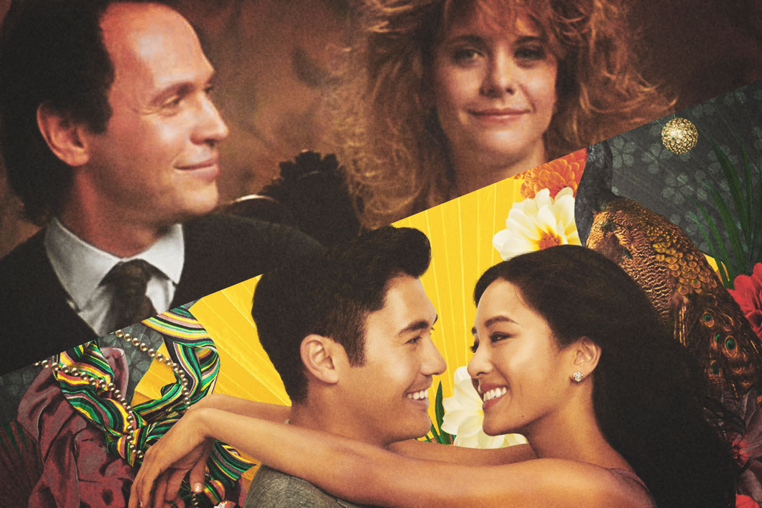 Screenshots of "When Harry Met Sally" and "Crazy Rich Asians," two iconic rom-coms from the last 30 years
