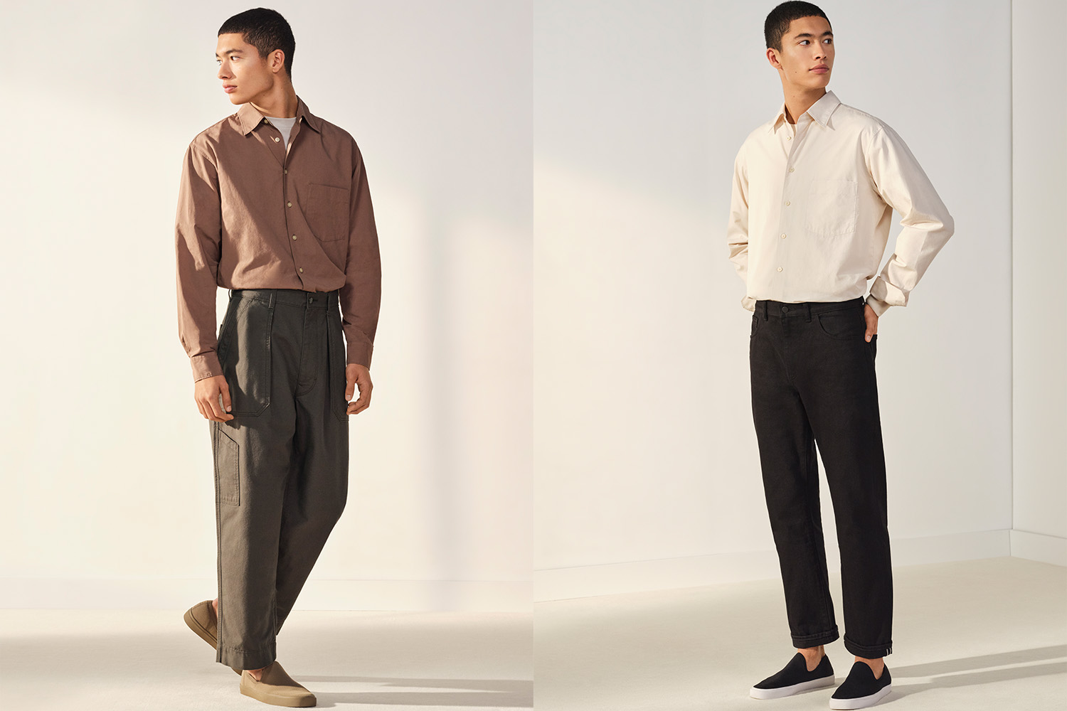 tow looks from the Uniqlo S/S22 campaign