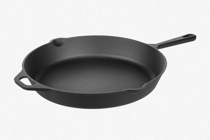 Amazon Basics 15-inch cast iron skillet, which is one of the cheapest cast iron pans you can buy