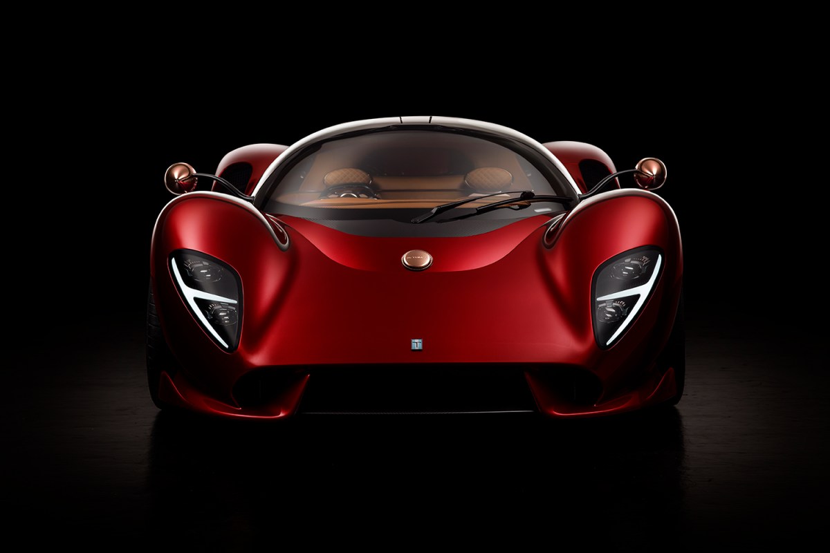 The front of the De Tomaso P72 supercar. We spoke with De Tomaso CEO Ryan Berris about the car which is set to begin deliveries in 2023.