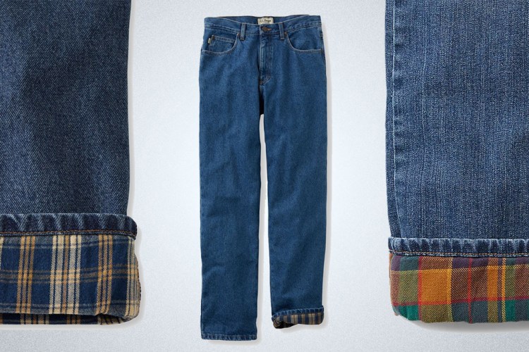 Men's Signature Five-Pocket Jeans with Stretch, Slim Straight Deep Blue 30x34, Cotton/Leather | L.L.Bean
