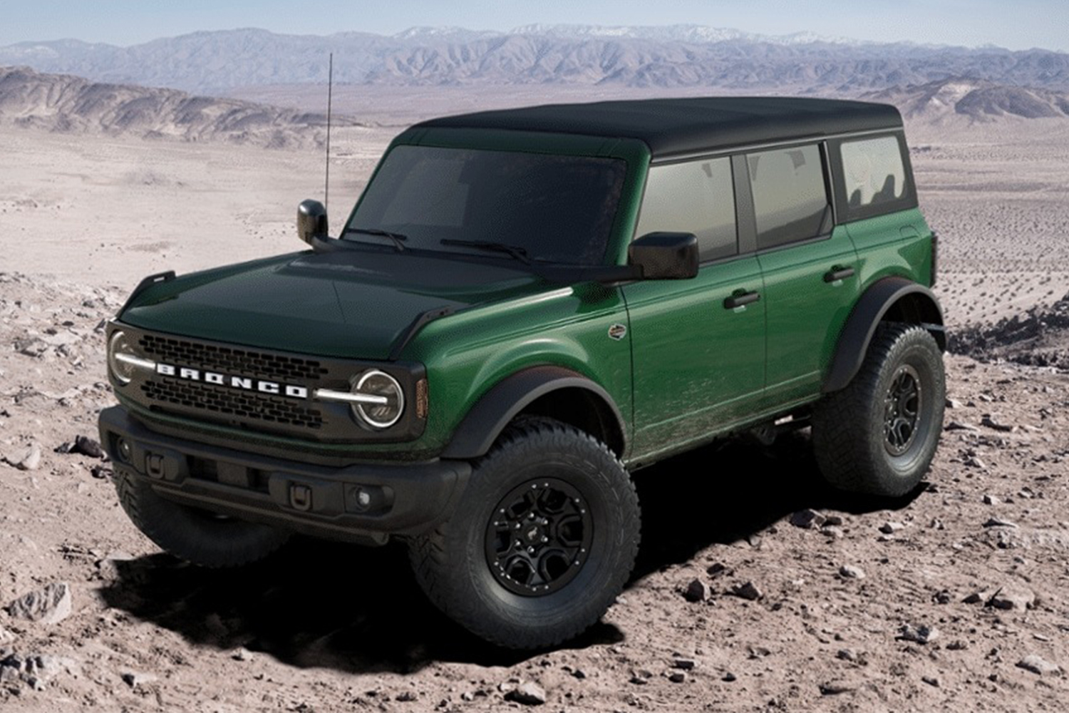 The Ford Bronco Wildtrak in green. We tested and reviewed the off-road SUV.