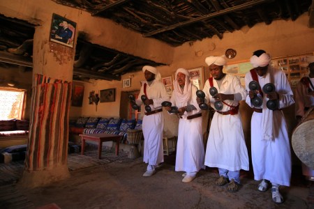 Local men playing traditional music in Khamlia