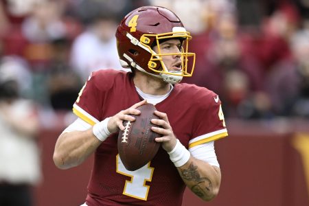 Taylor Heinicke of the Washington Football Team drops back to pass against the Eagles. The team will have a new nickname in early February.