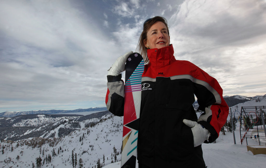 Nancy Cushing at "High Camp" above the valley floor at Squaw Valley Ski Resort at North Lake Tahoe. A new article from The Mercury News says climate change will soon make Lake Tahoe unable to host the Winter Olympics ever again.