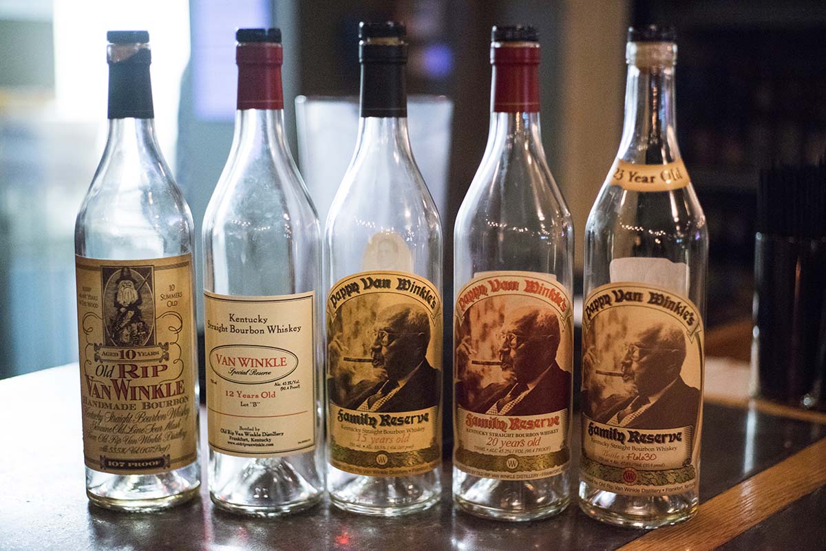 empty Pappy Van Winkle bottles. A New York Times story suggests empty bottles of highly sought after bourbon may be used for counterfeiting.