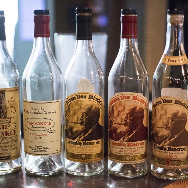 empty Pappy Van Winkle bottles. A New York Times story suggests empty bottles of highly sought after bourbon may be used for counterfeiting.