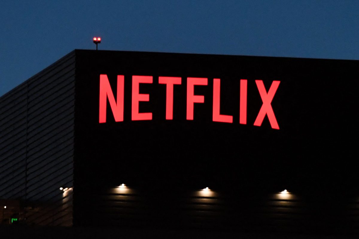 The Netflix logo is seen on the Netflix building on Sunset Boulevard in Los Angeles. The streaming service is working on a PGA version of Drive to Survive, the hit F1 series.