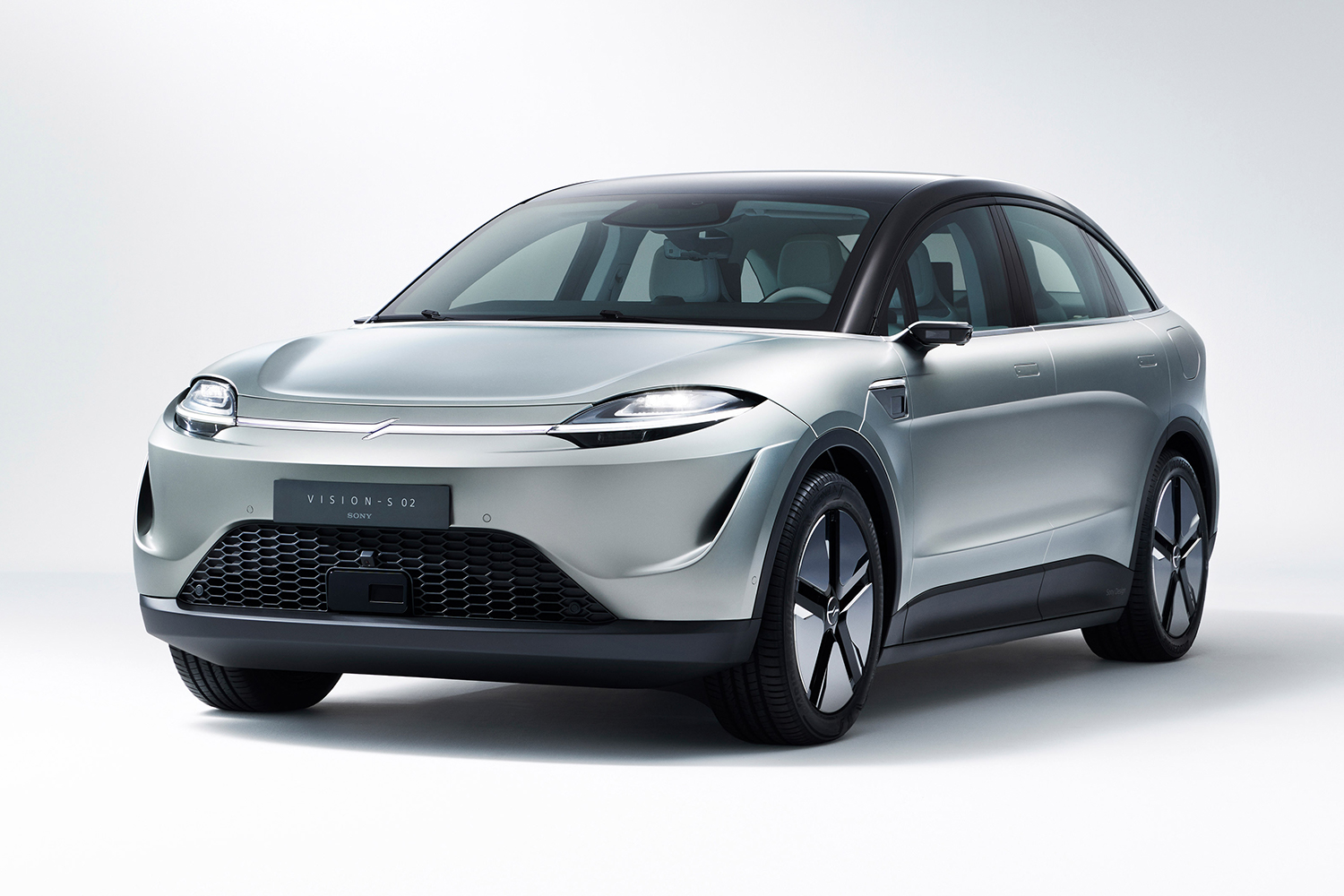 The exterior of the Sony Vision-S 02 SUV, a new electric vehicle the tech company unveiled at CES in January 2022