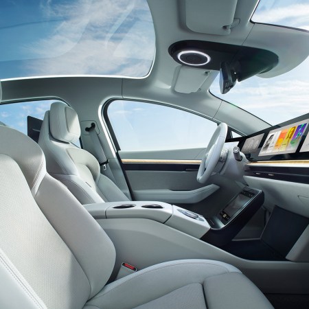 The interior of the Sony Vision-S 02 SUV, a new electric vehicle the tech company announced at CES in January 2022