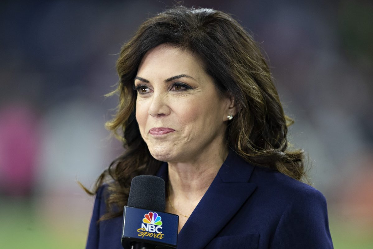 Michele Tafoya on the field before a game between the Cowboys and Texans at NRG Stadium
