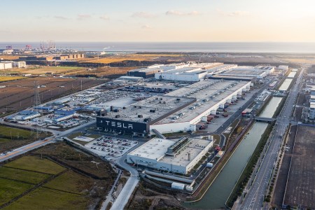 Tesla's Gigafactory in Shangahi, China. In 2021, Elon Musk's EV maker nearly doubled vehicle deliveries compared to 2020,