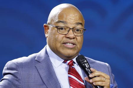 Sportscaster Mike Tirico hosts the Golden Goggle Awards in Miami Beach. The sportscaster will have double duty hosting both Olympics events and the Super Bowl pre-game