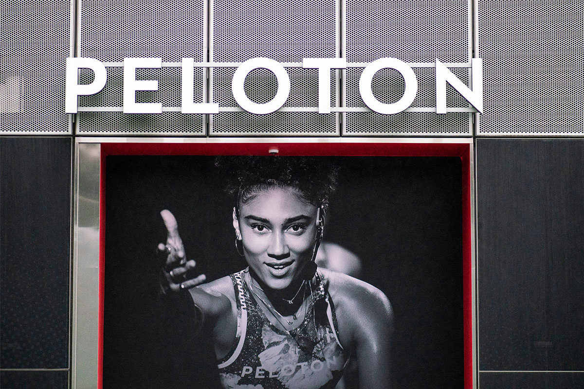 A Peloton shop depicting one of the platform's trainers. The company just announced a large series of layoffs.