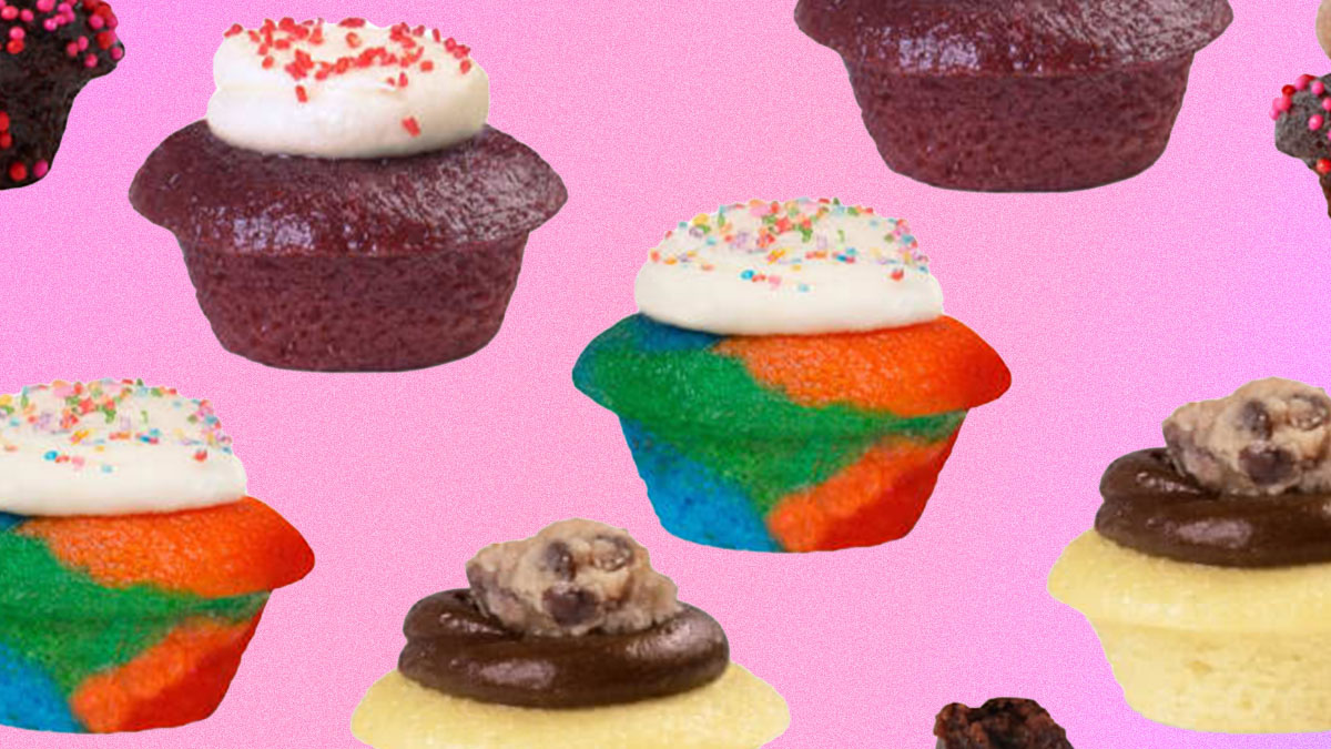 a collage of different flavored mini cupcakes from Baked by Melissa