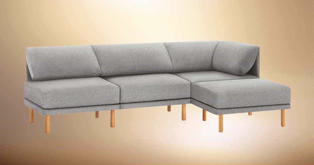 Burrow's Range 4-Piece Open Sectional Lounger on a beige background