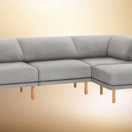 Burrow's Range 4-Piece Open Sectional Lounger on a beige background
