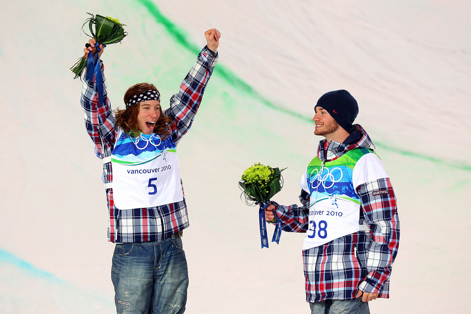 Shaun White celebrating after an olympic gold, 2010