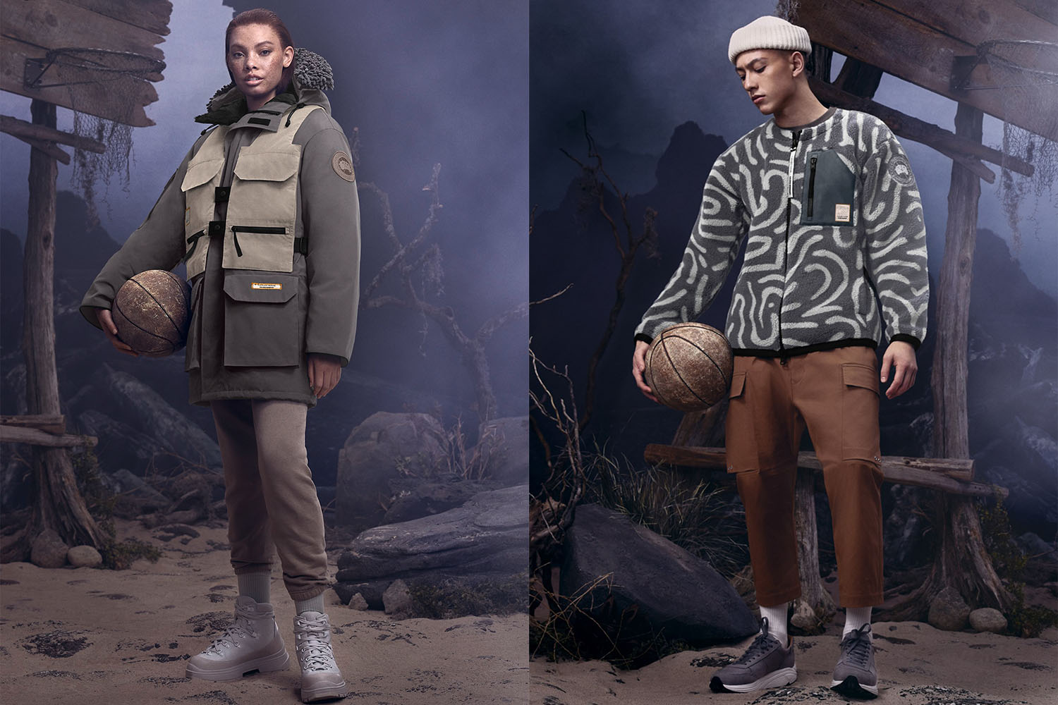 two models wearing Canada Goose NBA All Star Collection