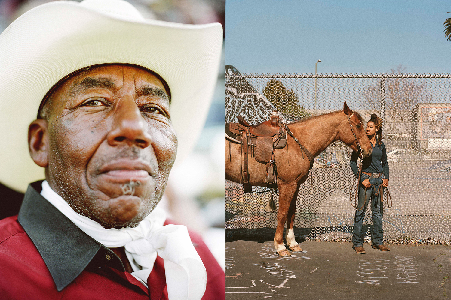 A Black cowboy and black cowgirl from Gabriela Hasbun's new book "The New Black West'