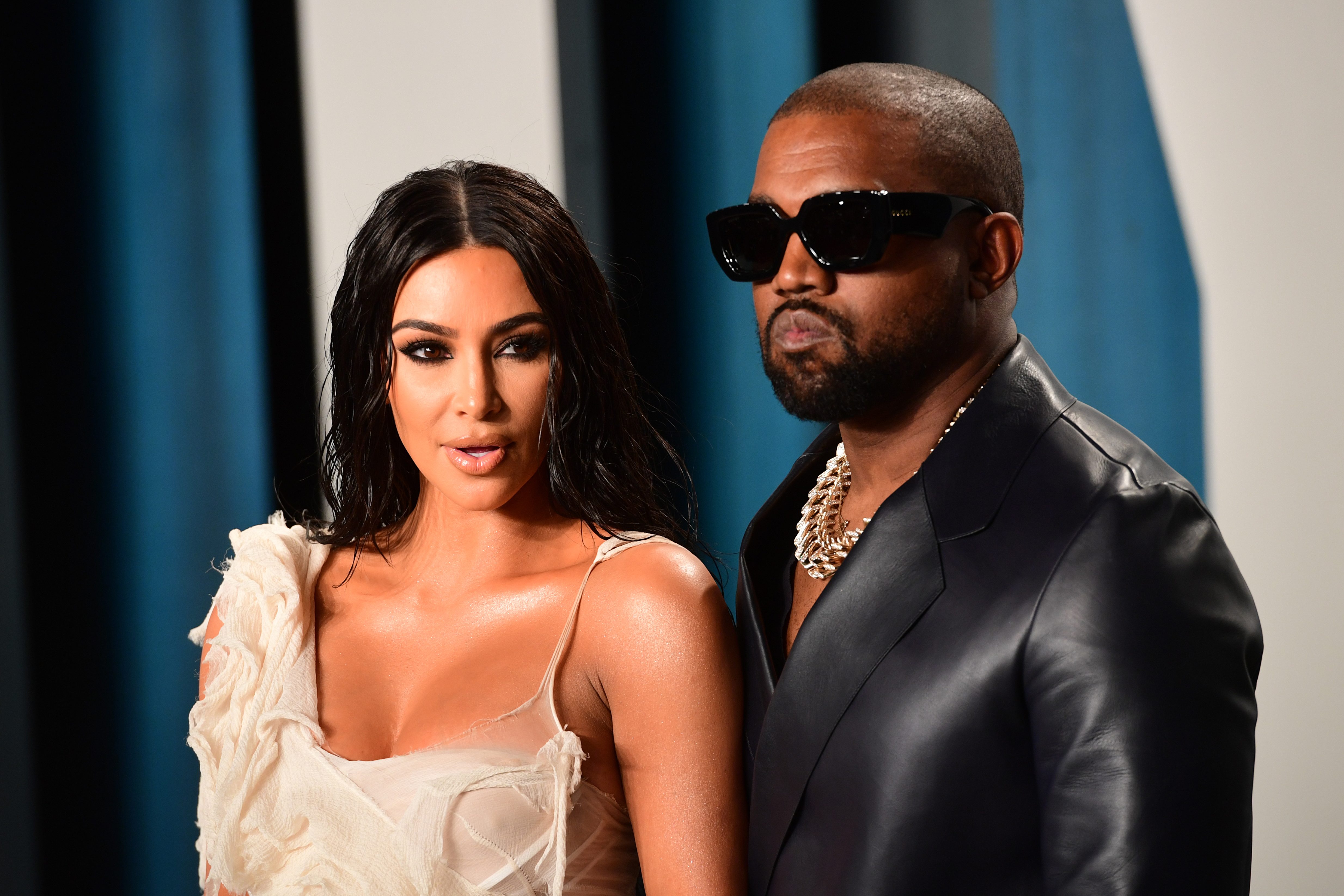 Kim Kardashian and Kanye West attending the Vanity Fair Oscar Party held at the Wallis Annenberg Center for the Performing Arts in Beverly Hills, Los Angeles, California, USA. West has been leaving increasingly disturbing messages to his his estranged wife over the past few days on social media.