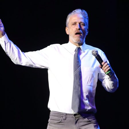 Jon Stewart attends 10th Annual Stand Up For Heroes Show at Madison Square Garden on November 1, 2016 in New York City. Stewart recently said artists like Neil Young leaving Spotify over Joe Rogan's podcast is an overreaction.