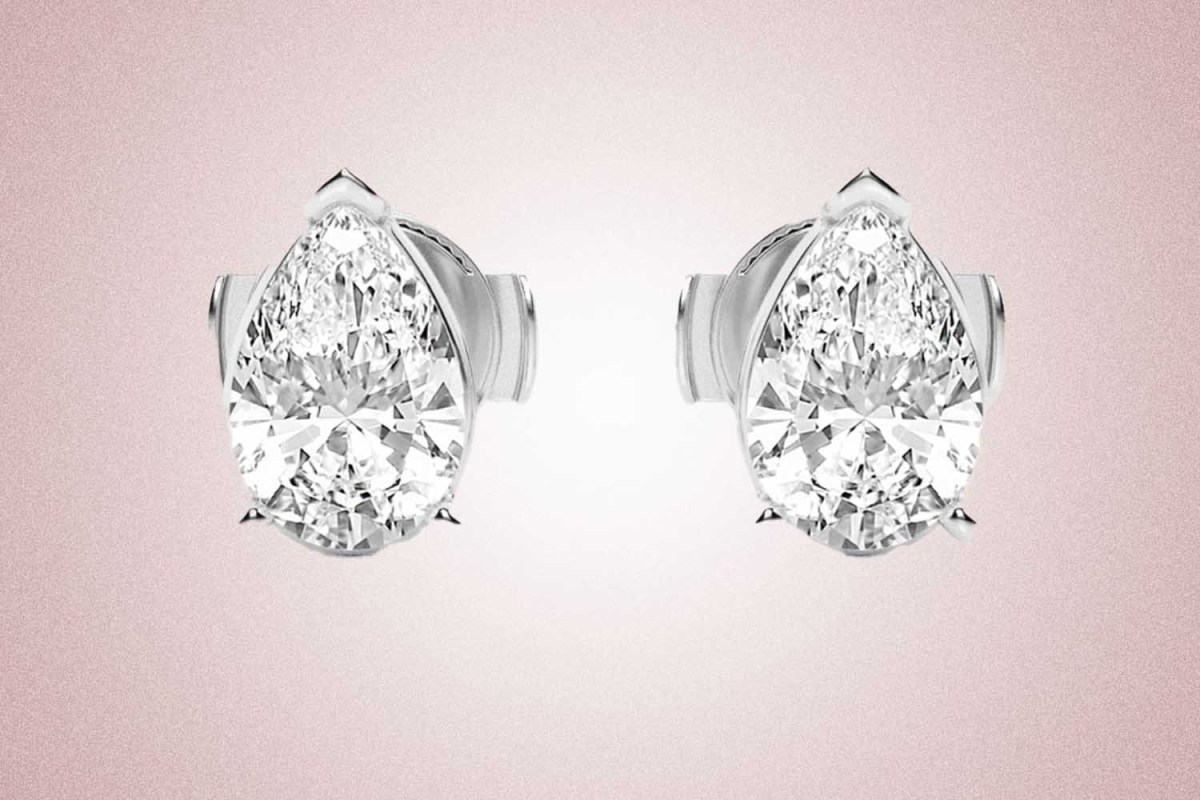 Grown Brilliance Pear Lab-Grown Diamond Solitaire Certified Stud Earrings