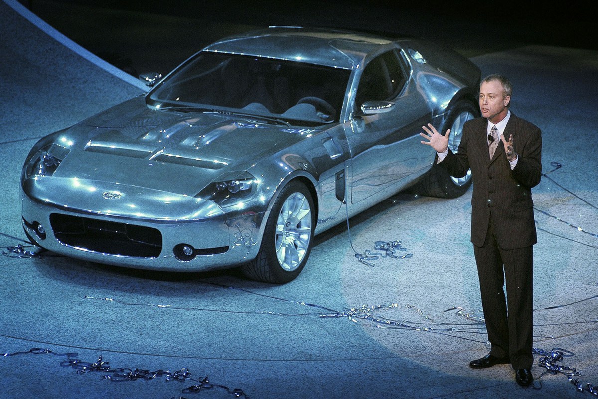Ford Motor Company's VP of Product Creation J Mays introduces the Ford Shelby GR-1 Concept car at the North American International Auto Show January 9, 2005 in Detroit, Michigan