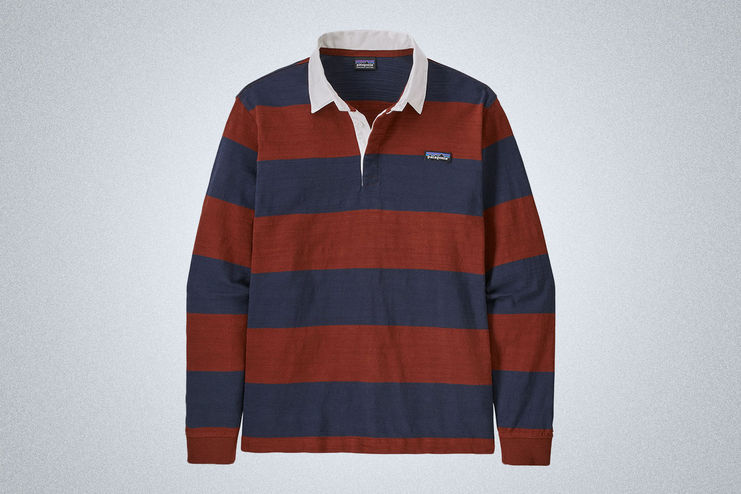 A striped rugby shirt on. gray background