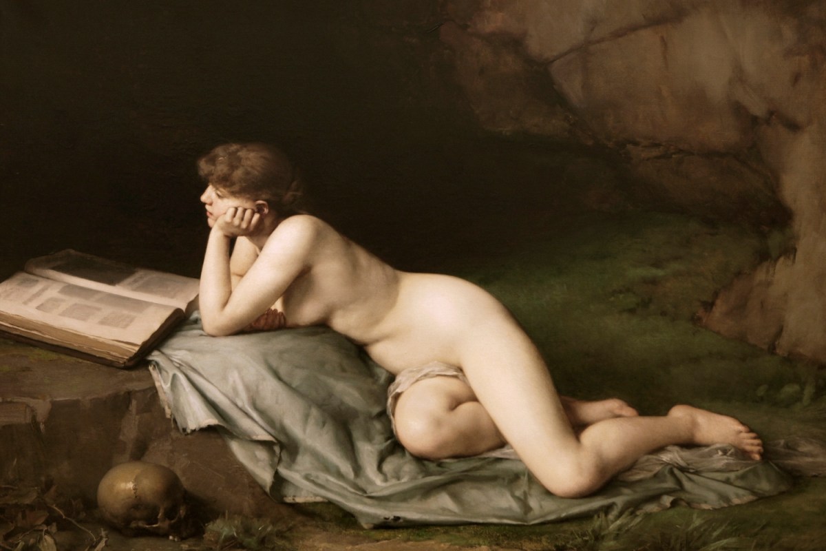 "Mary Magdalene in the desert". Oil on canvas by Emmanuel Benner (1836-1896) in 1886. Strasbourg, Musée d'Art Moderne et Contemporain.
